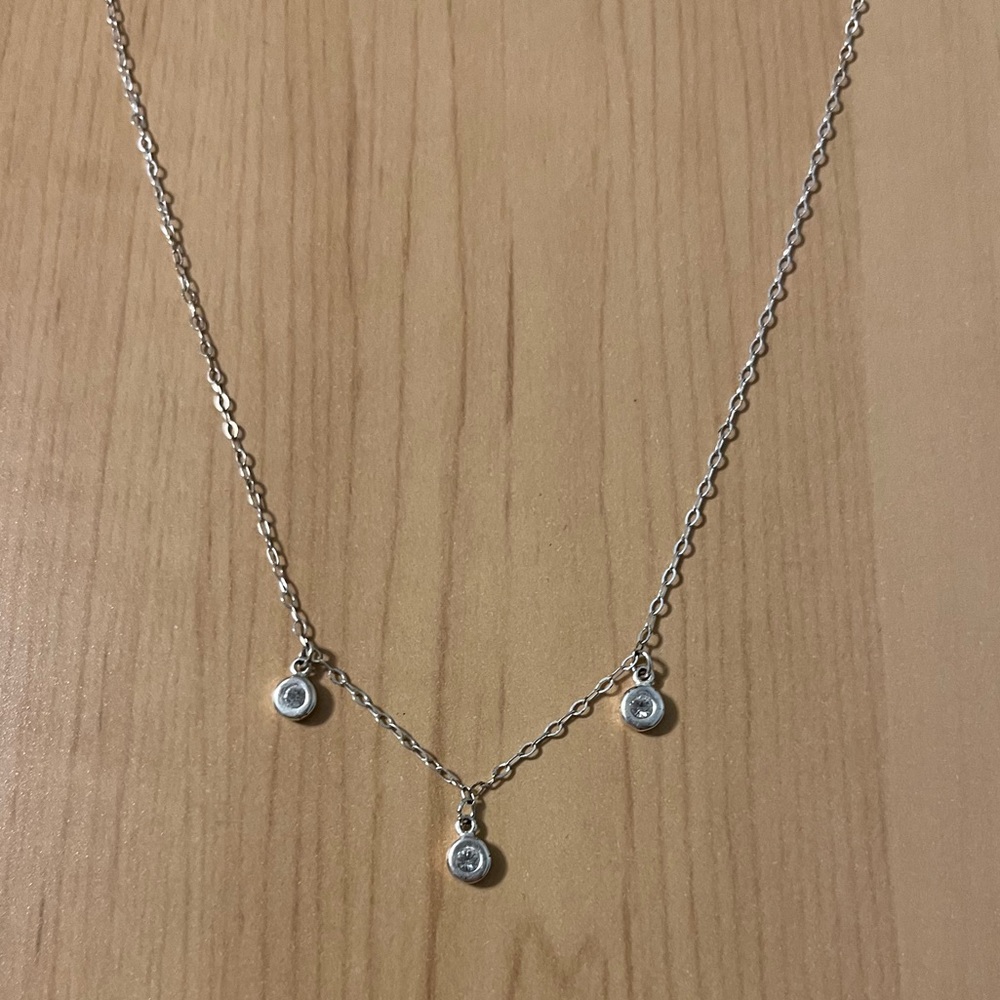 Sterling Silver Necklace with clear stones - Picture 3 of 5